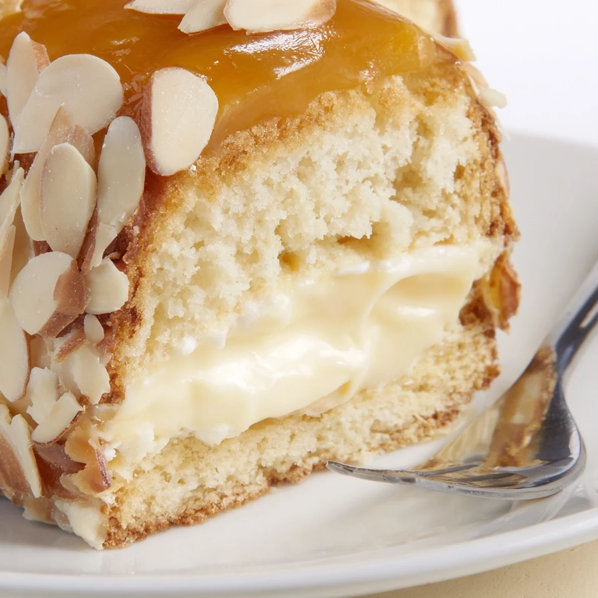 Saftiger Bienenstich-Kuchen mit goldbrauner, knuspriger Mandeldecke