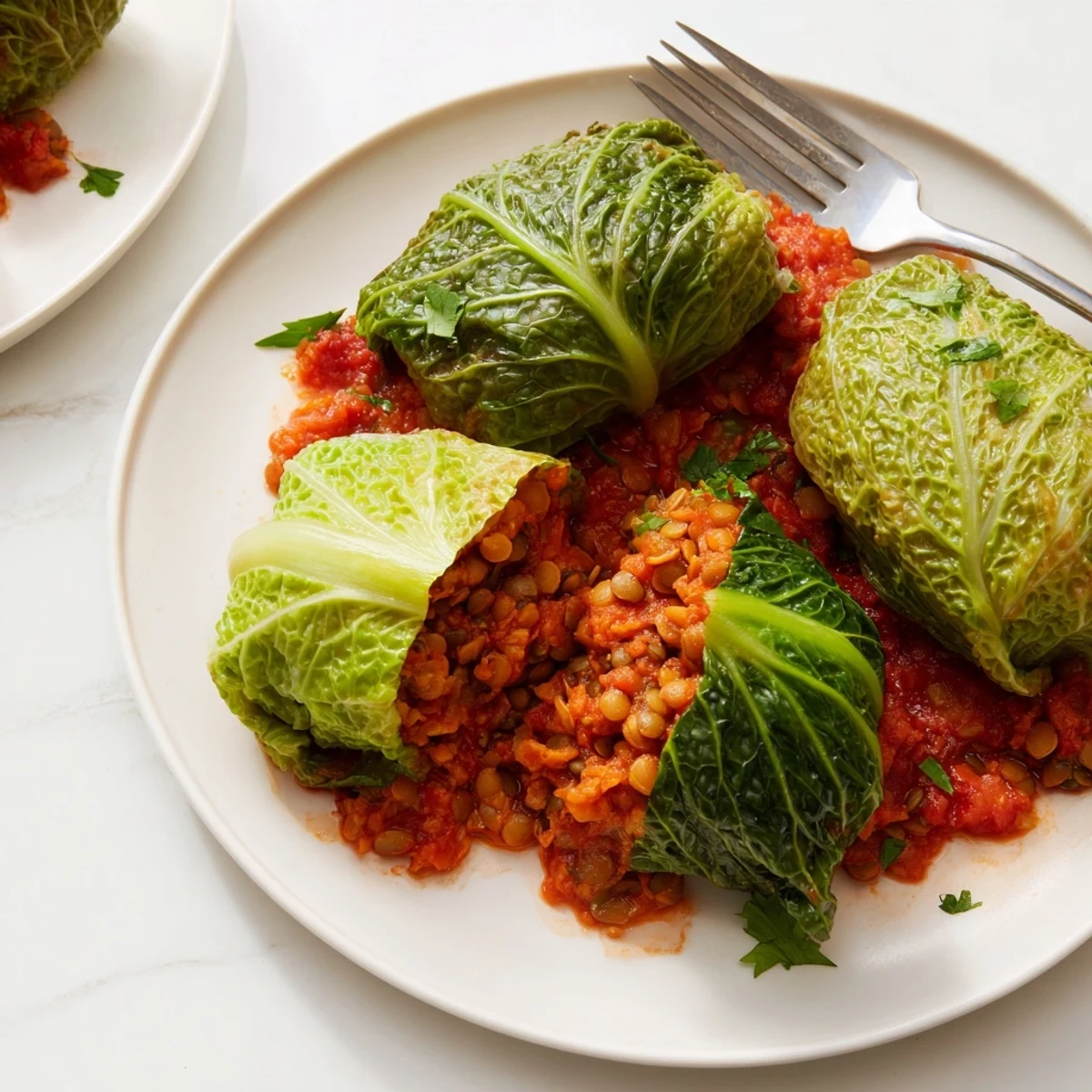 Krautrollen mit würzigen Linsen