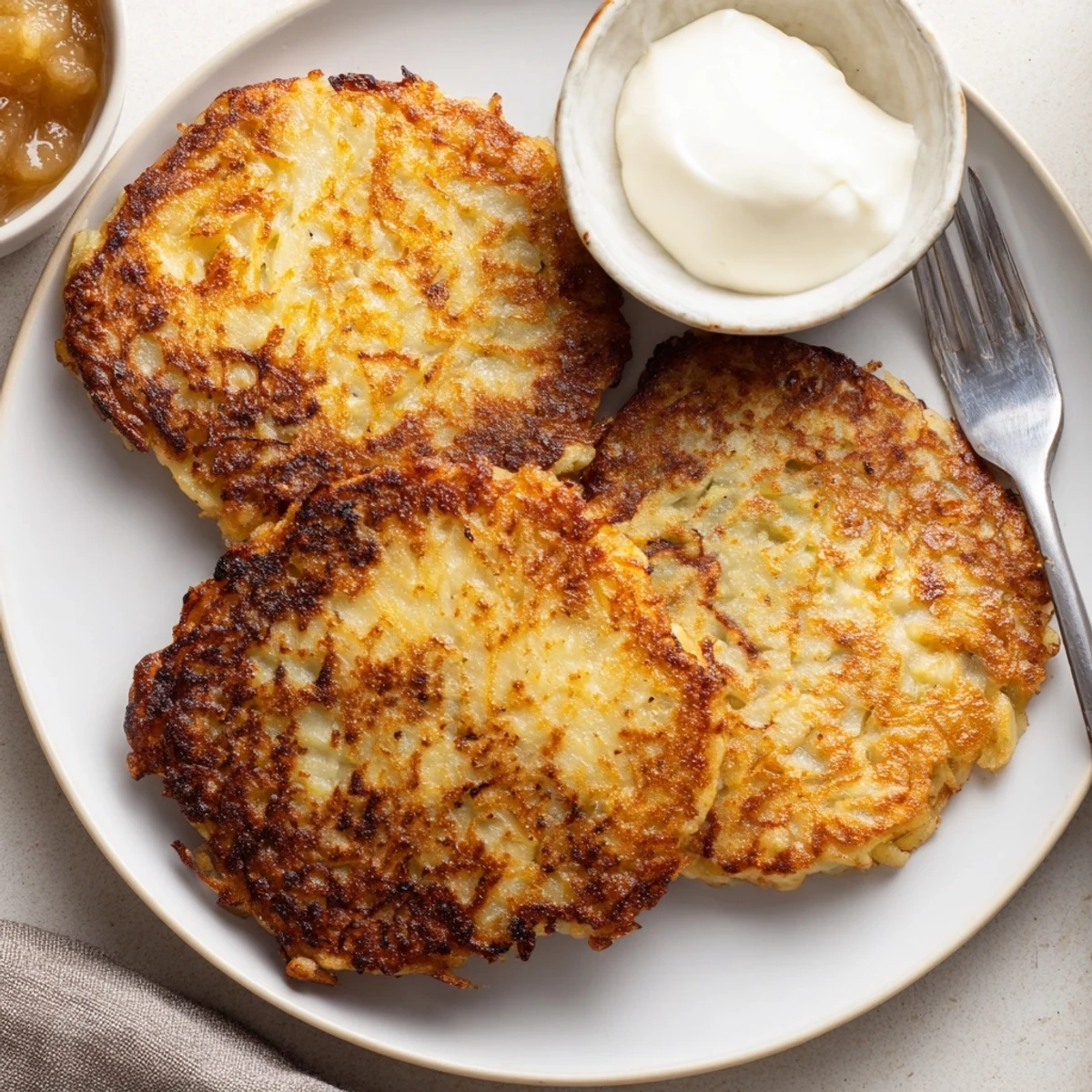 Herzhafte deutsche Kartoffelpuffer, perfekt zum Frühstück oder als Beilage zu Fleischgerichten.