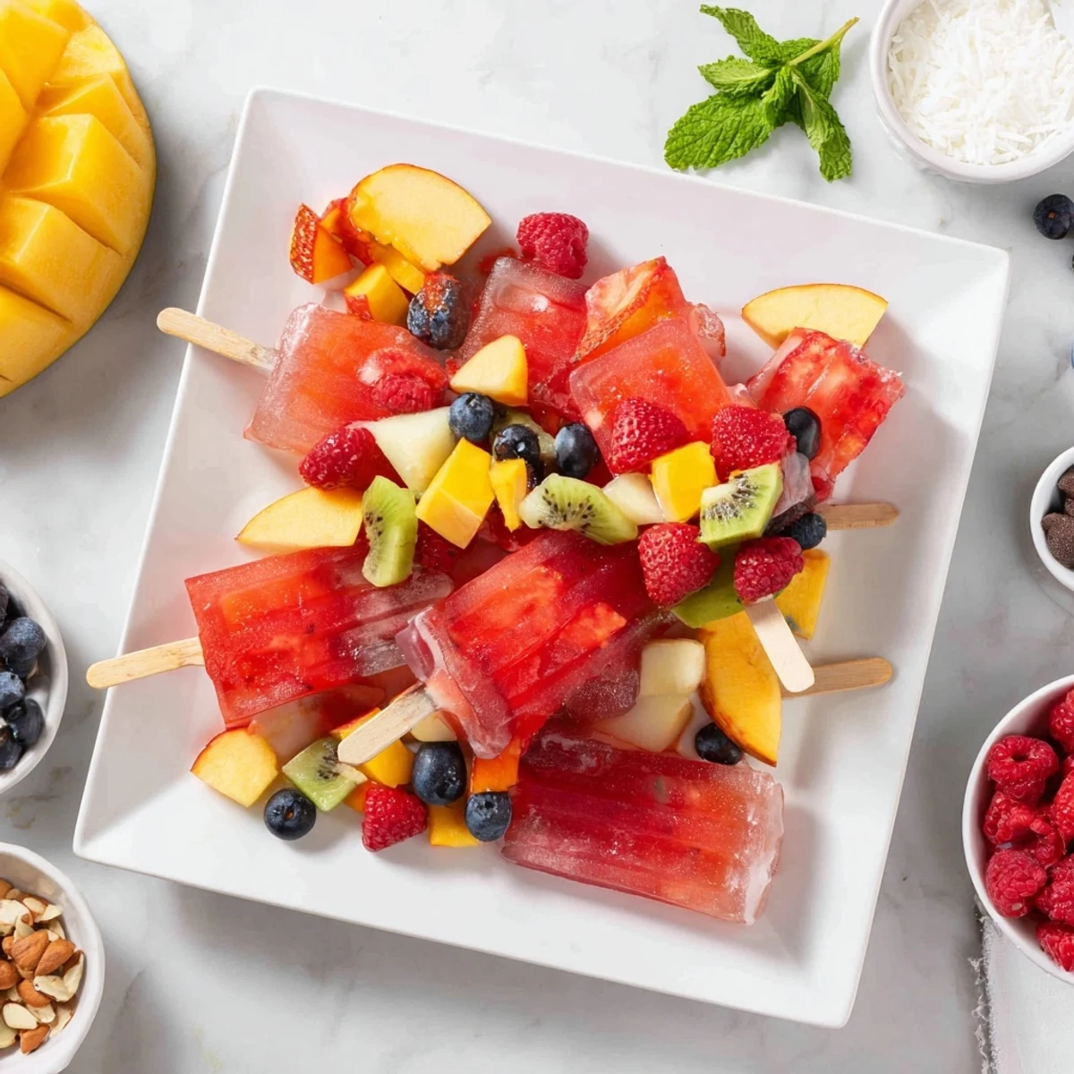 Cool down with this Summer Popsicle Board, a festive platter of refreshing homemade popsicles and fruit.