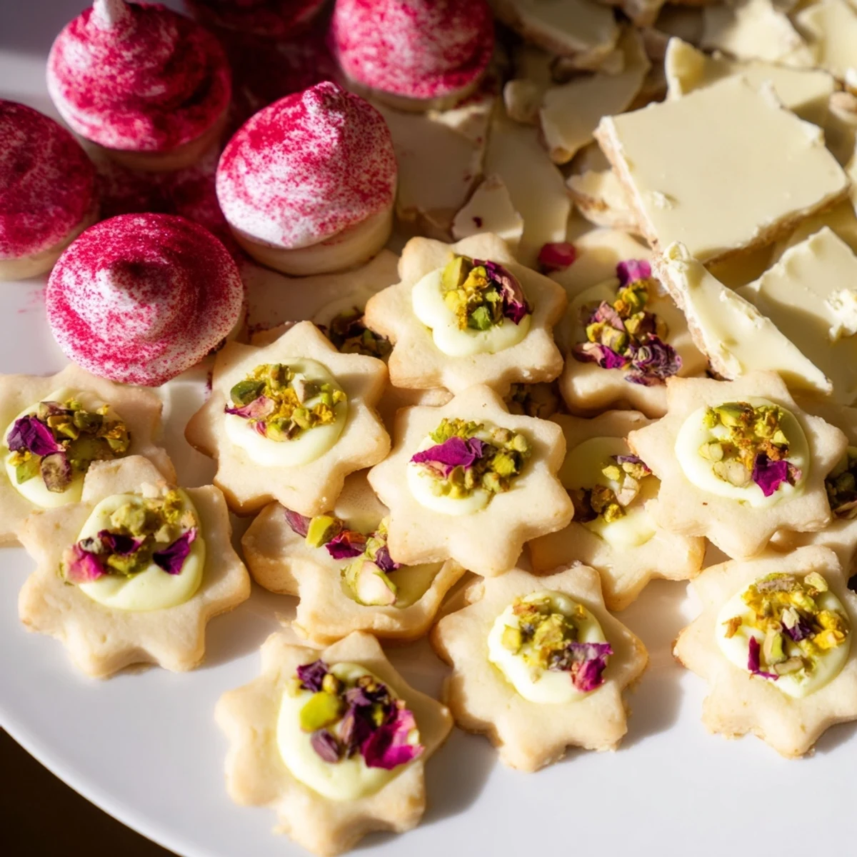 A beautiful Daisy Chain Dessert Tray displaying colorful bite-sized sweets for everyone to enjoy.