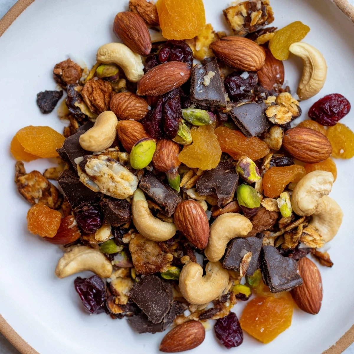 Close-up of Mountain High Adventure Snack Mix, a gluten-free trail mix with various textures and colors.