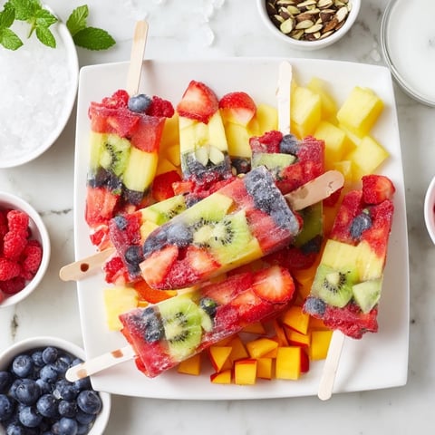 A vibrant Summer Popsicle Board overflowing with colorful frozen treats, fresh fruit, and tasty toppings.