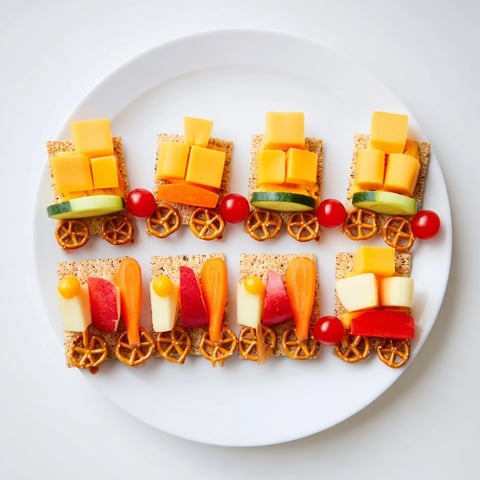 Choo Choo Train Snack Track: A colorful and fun platter, this creative snack train delights kids with healthy treats.