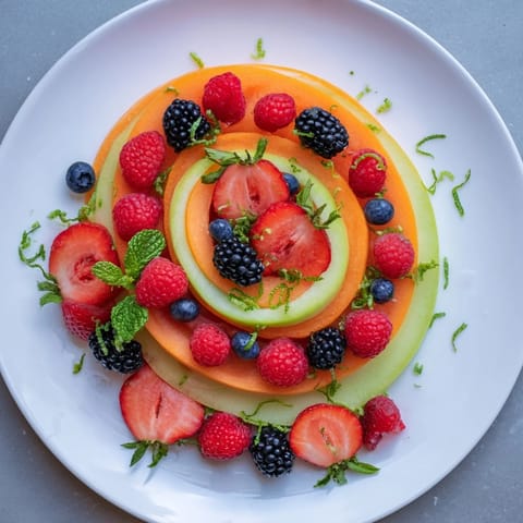 Melonenscheiben mit Beeren