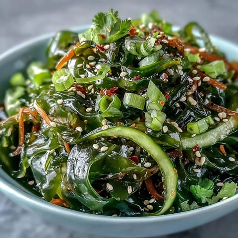 Genieße dieses vegane Seaweed Salad als erfrischenden Vorspeise oder leichten Seitenschüssel für gesunde Küche.  