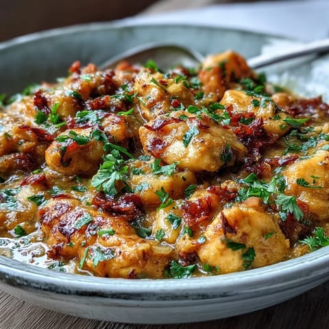 Gedünstetes Easy Chicken Curry mit cremiger Joghurt- und Sahnesauce, würzig aromatisch und perfekt für ein Family Dinner.