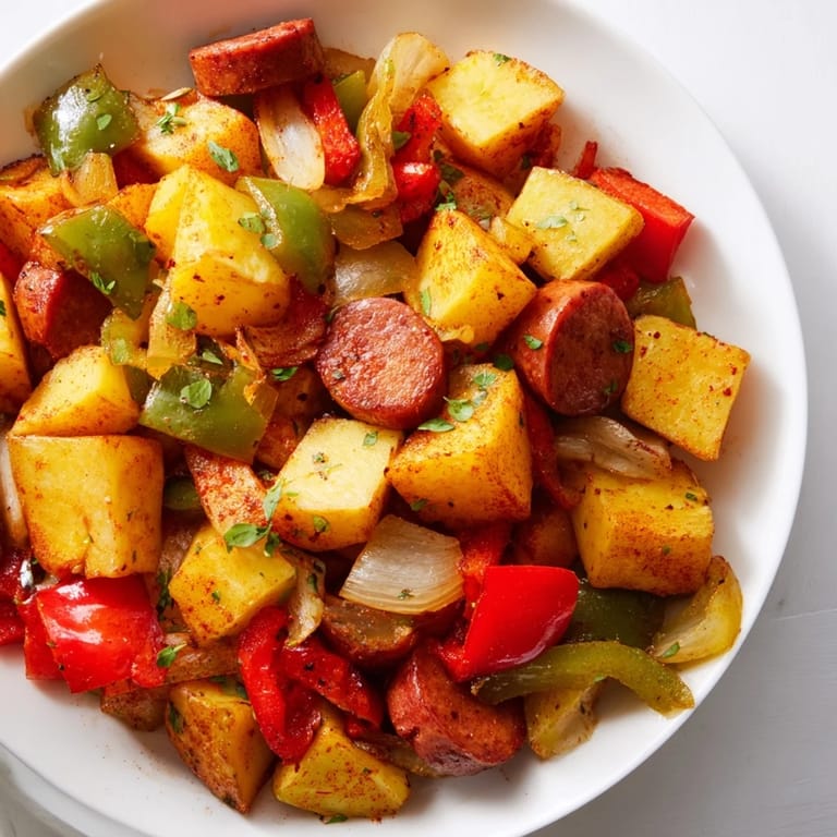 A visually appealing shot of the One-Pot Kielbasa and Potato Bake, perfect for a weeknight dinner.