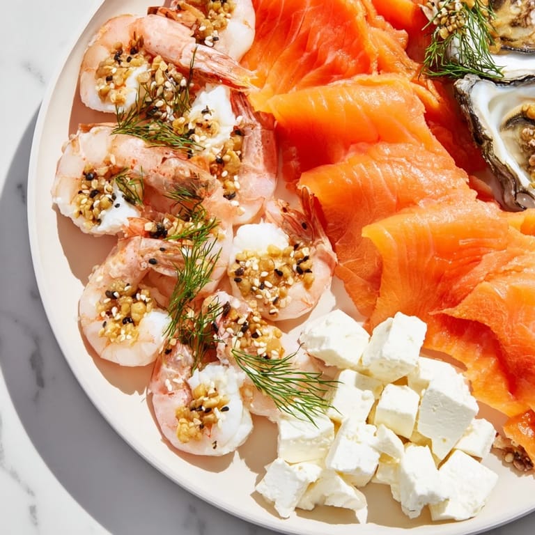 This visually stunning Wave Rider Surfer Snack Board features a variety of fresh seafood and vibrant produce.