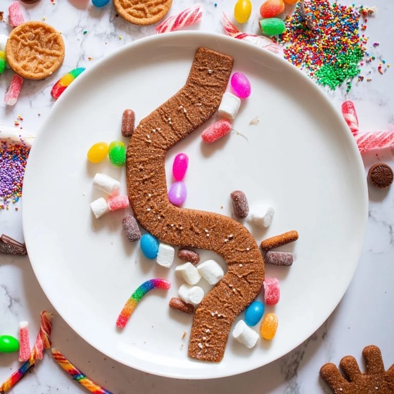 A festive Candy Land Gingerbread Path dessert board, full of sweet treats and gingerbread cookies.
