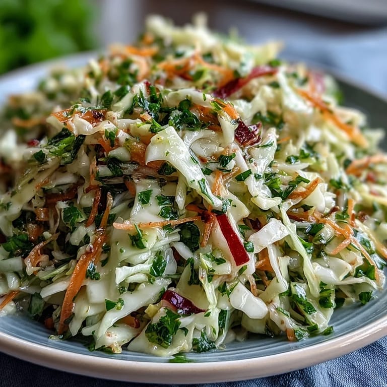 Knackiger, veganer Sauerkraut-Krautsalat mit einem hellen, erfrischenden Essig-Dressing.