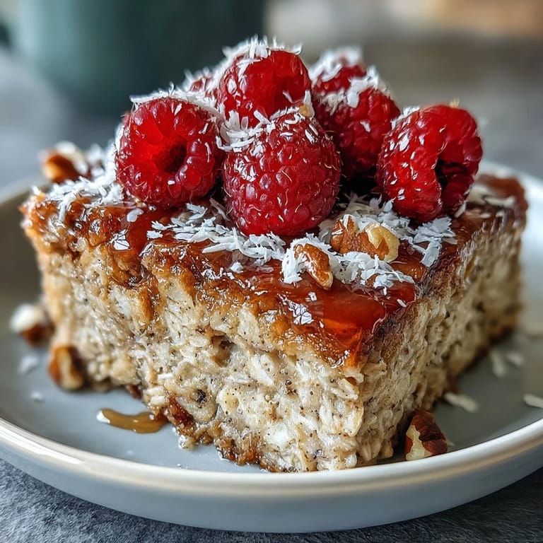 Der duftende, vegane Haferbrei mit frischen Himbeeren und Kokosnuss schmilzt im Mund an einem kalten Morgen.