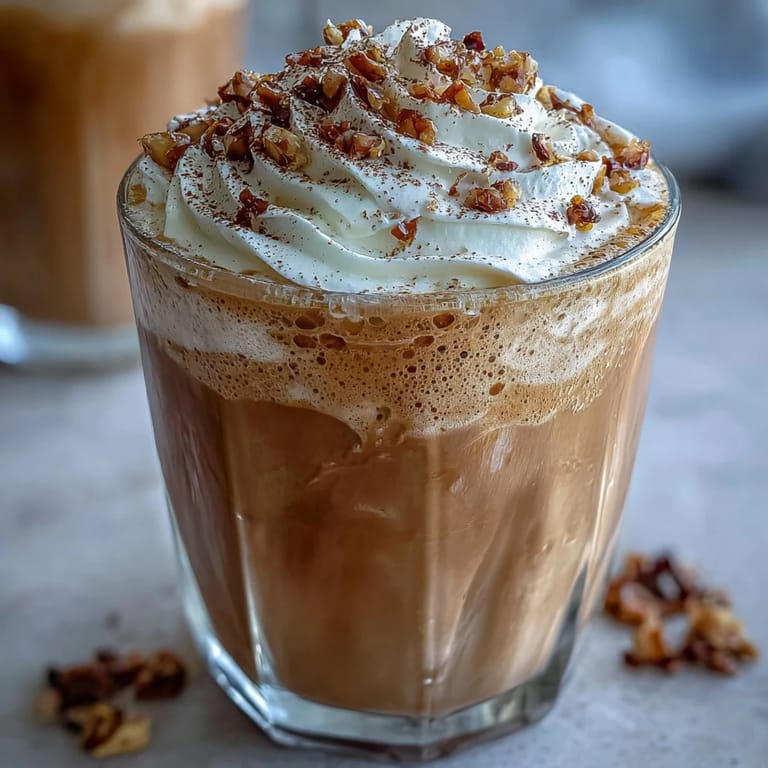 Nahaufnahme eines cremigen Hojicha Milkshakes.