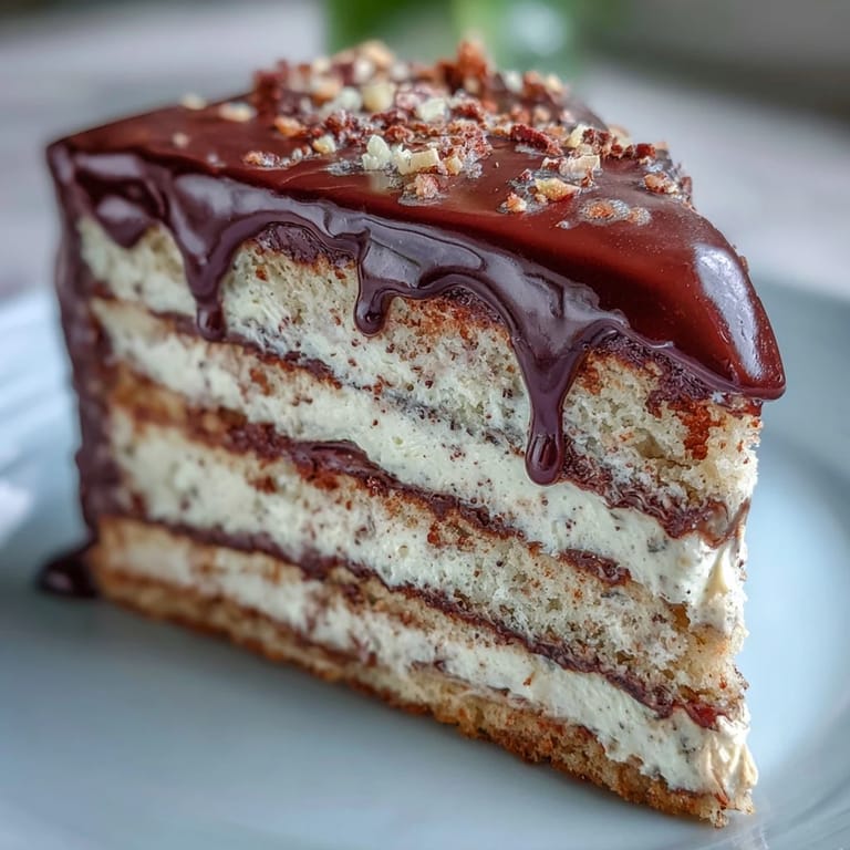 Fein lagenloser Hojicha Butter Cream Cake mit dunkler Schokoladenglasur und dezenter Teearoma-Note