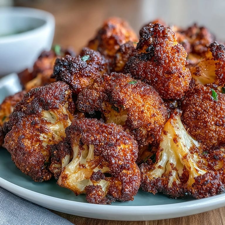 Knuspriger Blumenkohl, perfekt im Ofen geröstet und in einer aromatischen Jerk-Gewürzmischung mariniert. Ideal als Beilage oder für Tacos.