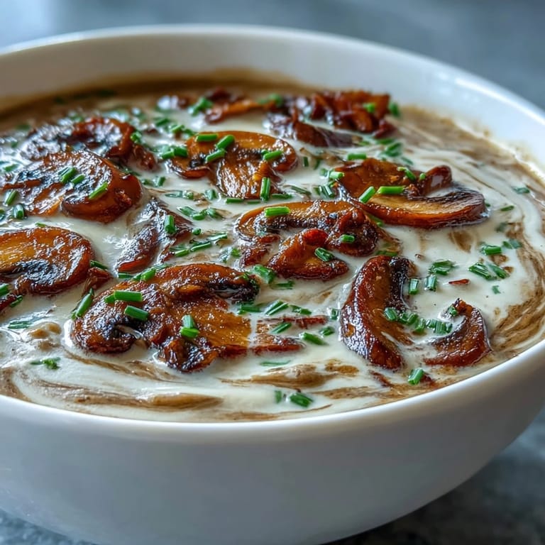 3. Herzhaft-cremige Pilz-Kardamom-Suppe, angereichert mit Kartoffeln und frischen Kräutern, ein vegetarisches Wohlfühlessen.