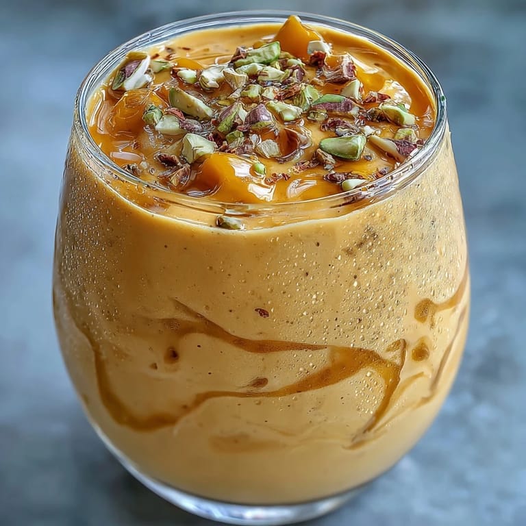 3. Cremiger Mango-Lassi mit aromatischem Kardamom, perfekt für heiße Tage oder als Begleitung zu scharfen Gerichten.