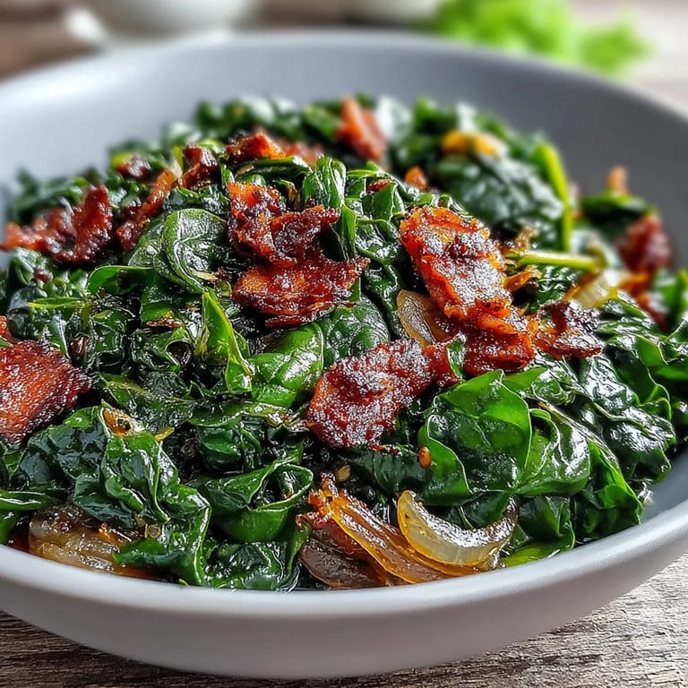 Klassische Südstaaten-Grünkohl mit Truthahn und Zwiebeln, langsam gegart und voller rauchiger Aromen.