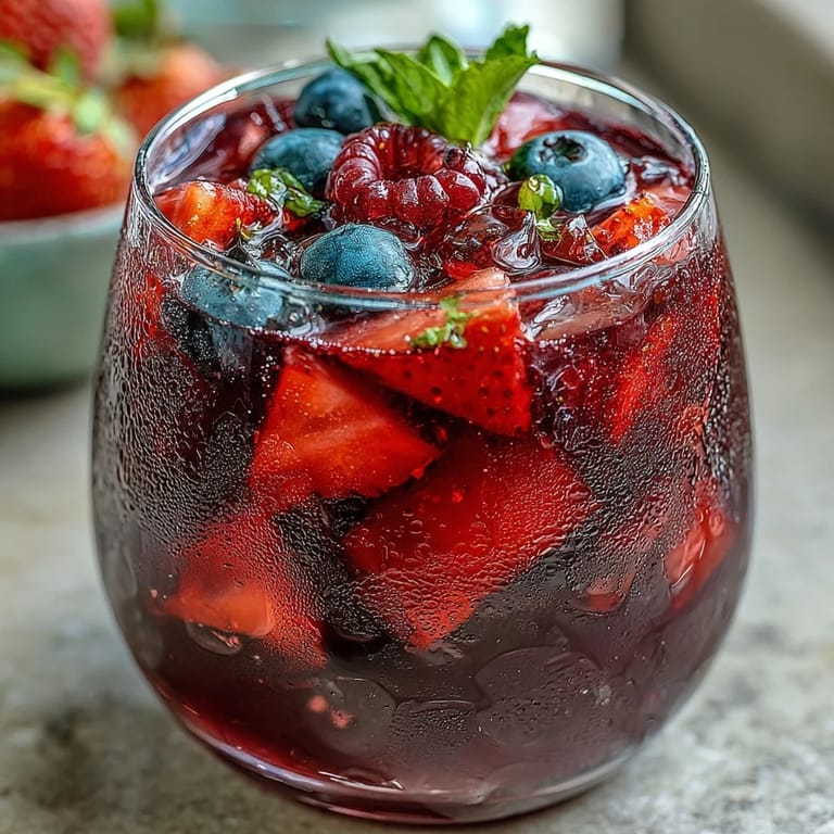 *   Genießen Sie diesen köstlichen Iced Hibiscus Berry Tea mit Fruchtscheiben und Minze.
